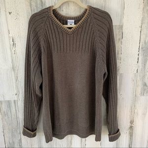 COLUMBIA Brown V-Neck Pullover Sweater Size XL